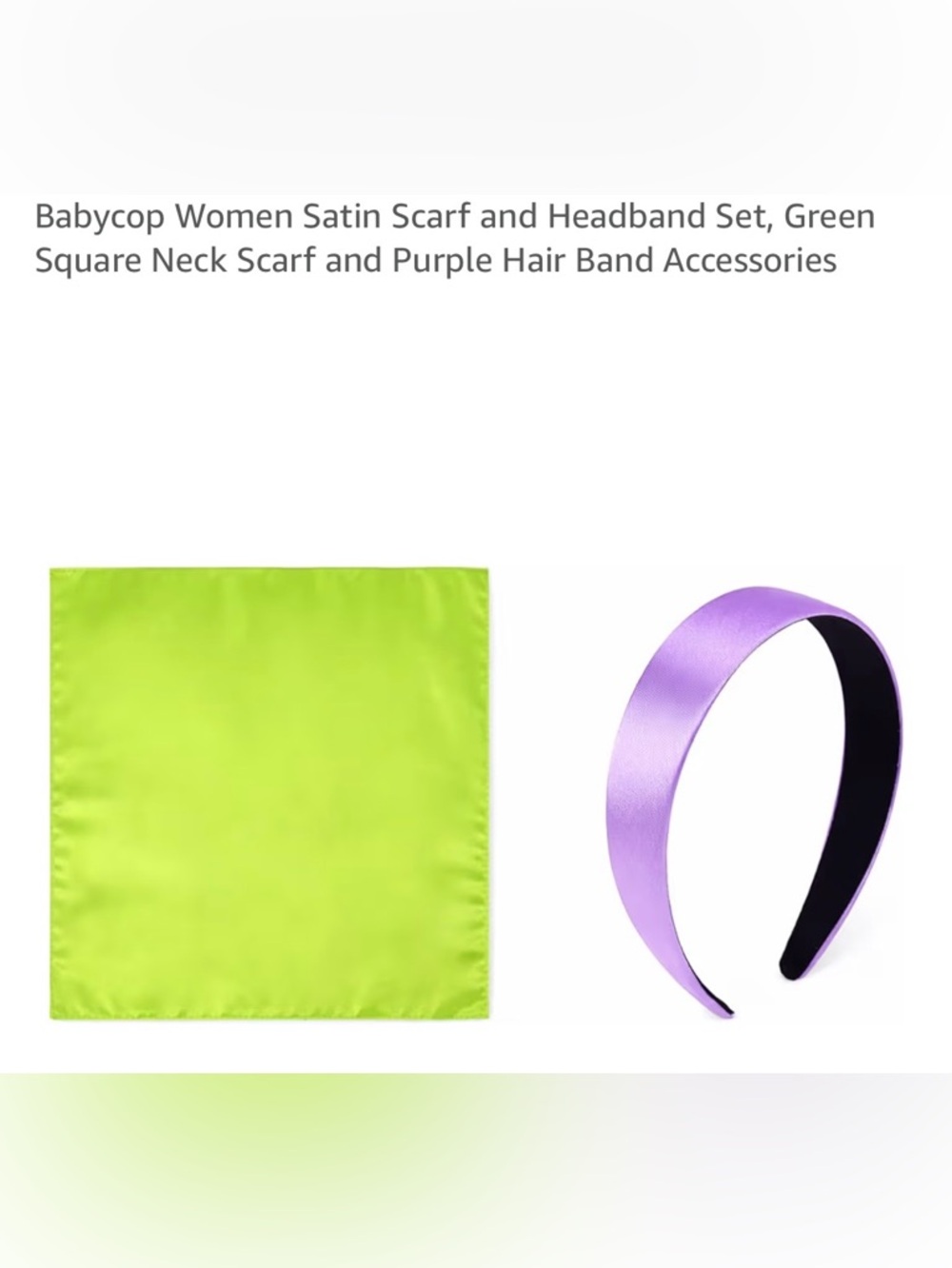Set of 12  Lime Green Satin Scarf and Purple Satin Headband Sets